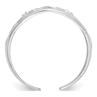 14K White Gold Diamond Scroll Toe Ring – view 2