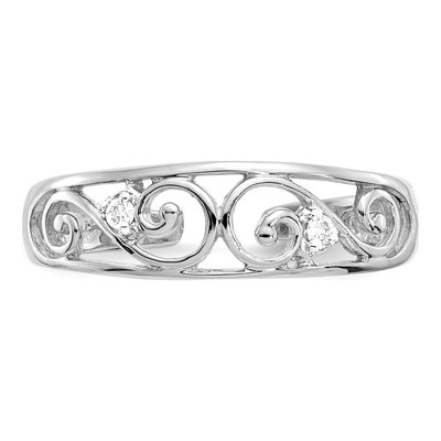 14K White Gold Diamond Scroll Toe Ring – view 4