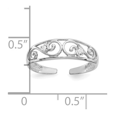 14K White Gold Diamond Scroll Toe Ring – view 5