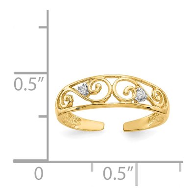 14K Yellow Gold Diamond Scroll Toe Ring – view 6