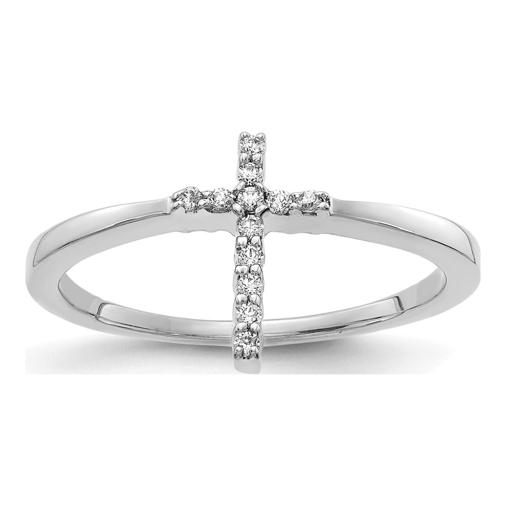 14K White Gold 1/15 ct tw Diamond Cross Ring
