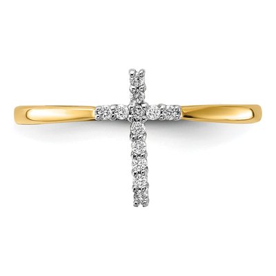 14K Yellow Gold 1/15 ct tw Diamond Cross Ring – view 6