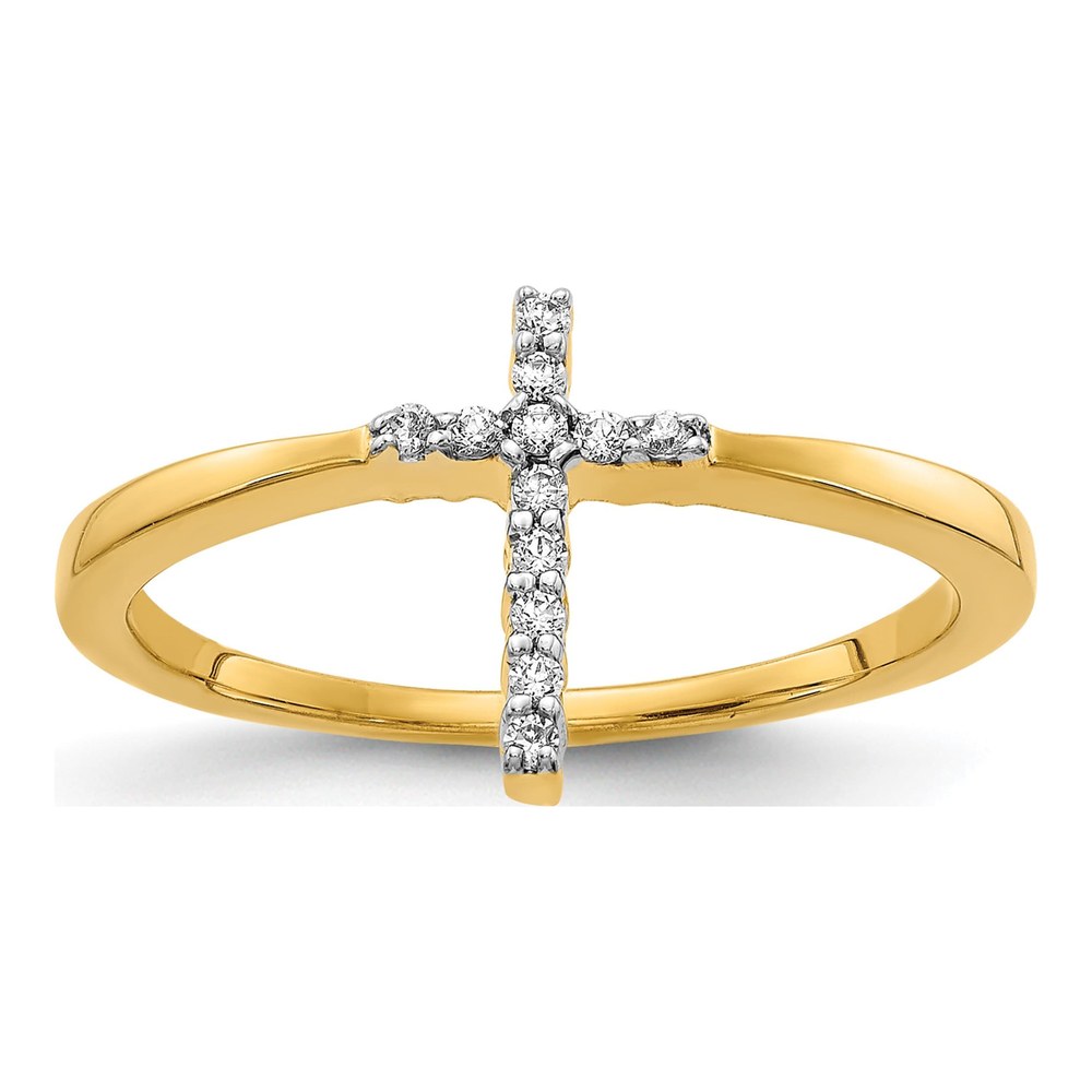 14K Yellow Gold 1/15 ct tw Diamond Cross Ring