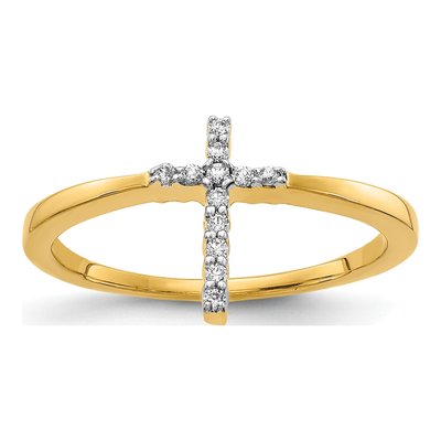 14K Yellow Gold 1/15 ct tw Diamond Cross Ring