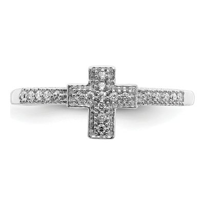 14K White Gold Diamond Cross Ring | 1/10 ct tw – view 6