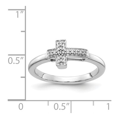 14K White Gold 1/20 ct tw Diamond Cross Ring – view 4