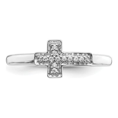 14K White Gold 1/20 ct tw Diamond Cross Ring – view 5