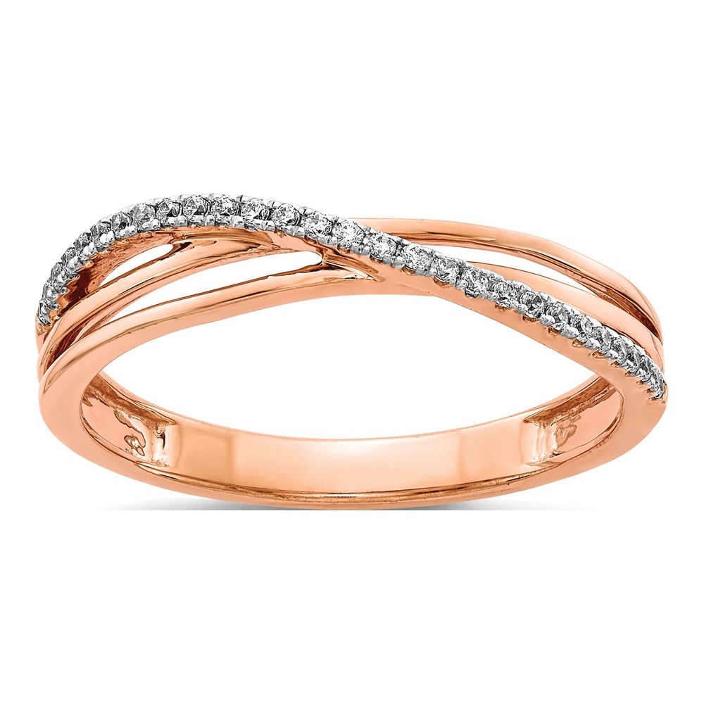 14K Rose Gold 1/10 ct tw Diamond 3-Strand Crisscross Ring