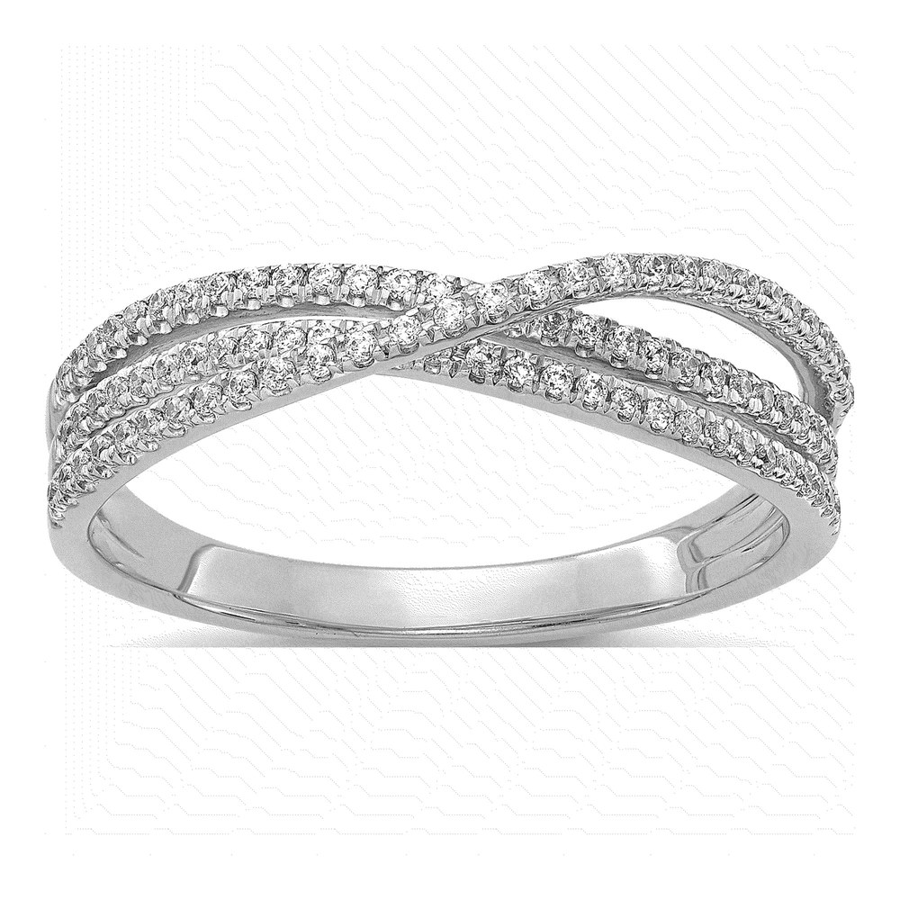 14K White Gold 1/4 ct tw Diamond 3-Strand Ring