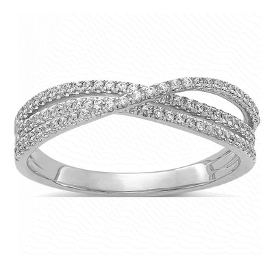 14K White Gold 1/4 ct tw Diamond 3-Strand Ring