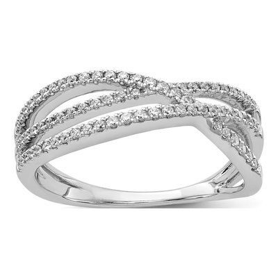 14K White Gold 1/4 ct tw Diamond 3-Strand Ring