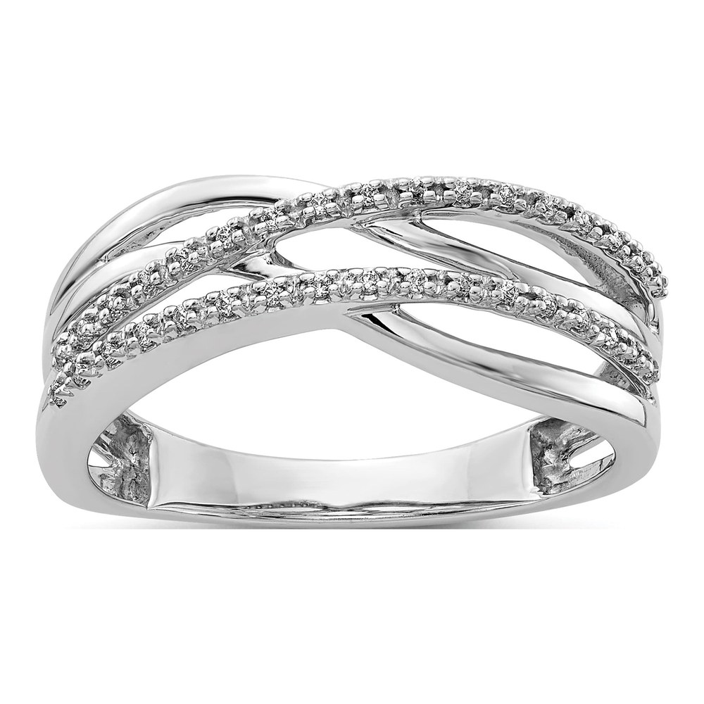 14K White Gold 1/10 ct tw Diamond 4-Strand Ring