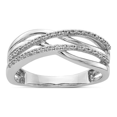14K White Gold 1/10 ct tw Diamond 4-Strand Ring