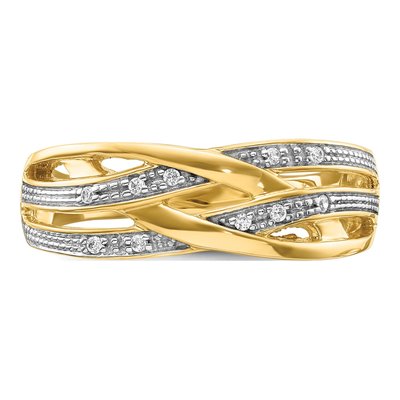 14K Yellow Gold 1/20 ct tw Diamond Woven Ring – view 7