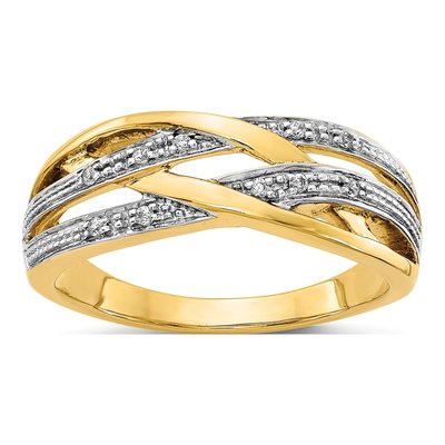 14K Yellow Gold 1/20 ct tw Diamond Woven Ring