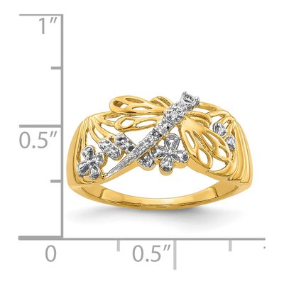 14K Yellow Gold Diamond Dragonfly Ring – view 5