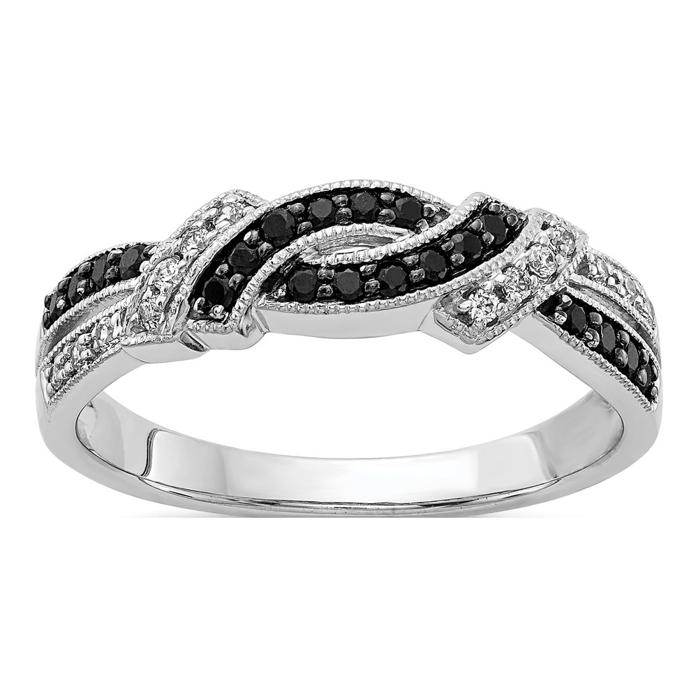 14K White Gold Black Rhodium Diamond Swirl Ring