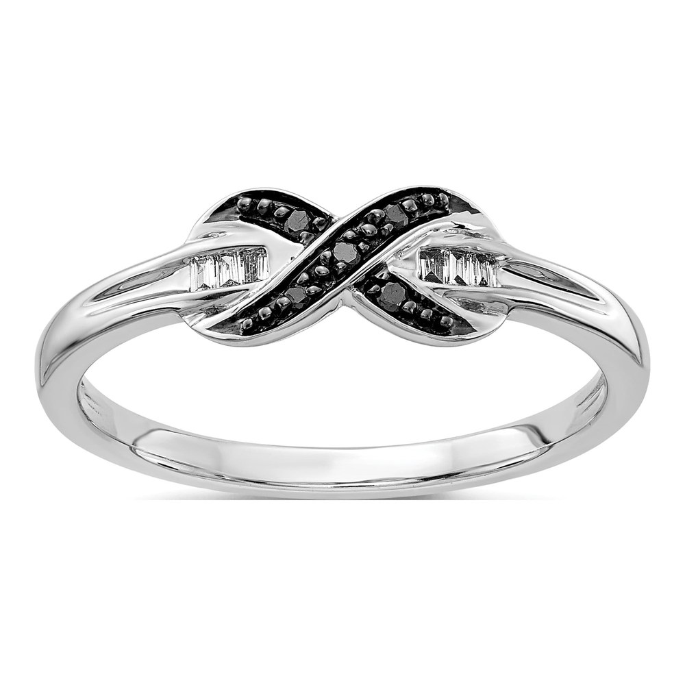 14K White Gold Black & White Diamond X-Ring