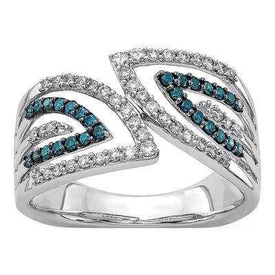 14K White Gold 1/2 ct tw Diamond Bypass Ring
