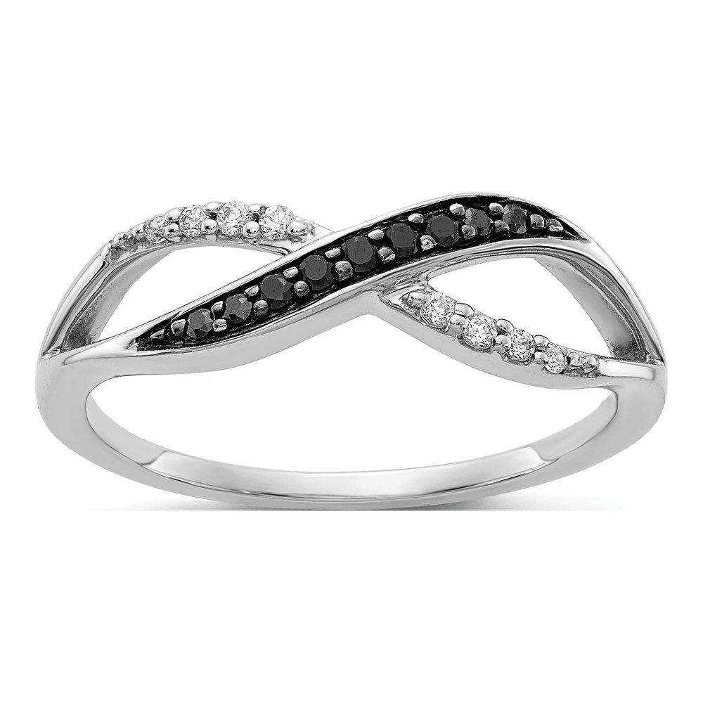 14K White Gold 1/8 ct tw Diamond Crisscross Ring