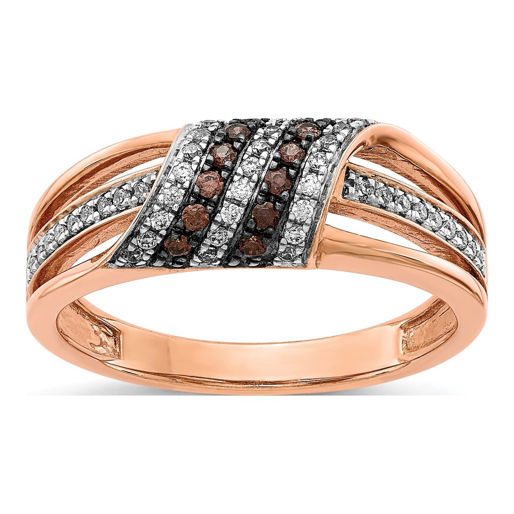 14k Rose Gold 1/3ct White & Champagne Diamond Ring