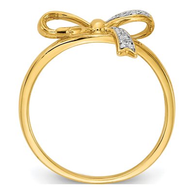 14K Yellow Gold 1/20 ct tw Diamond Bow Ring – view 2