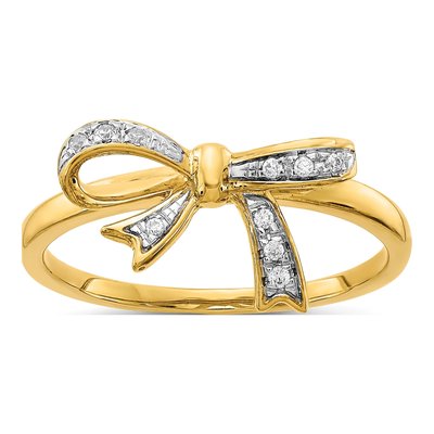 14K Yellow Gold 1/20 ct tw Diamond Bow Ring
