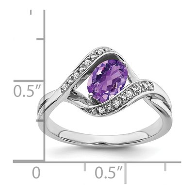 14K White Gold 1/20 ct tw Amethyst & Diamond Oval Ring – view 2