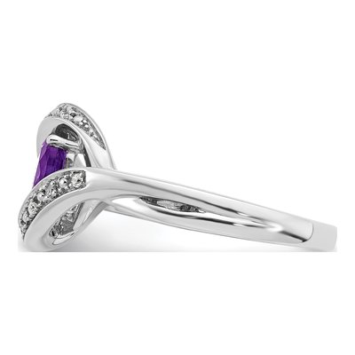 14K White Gold 1/20 ct tw Amethyst & Diamond Oval Ring – view 3