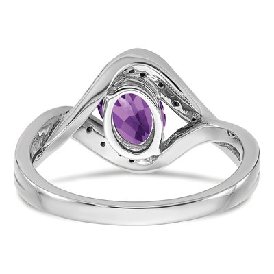 14K White Gold 1/20 ct tw Amethyst & Diamond Oval Ring – view 5
