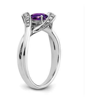 14K White Gold 1/20 ct tw Amethyst & Diamond Oval Ring – view 6