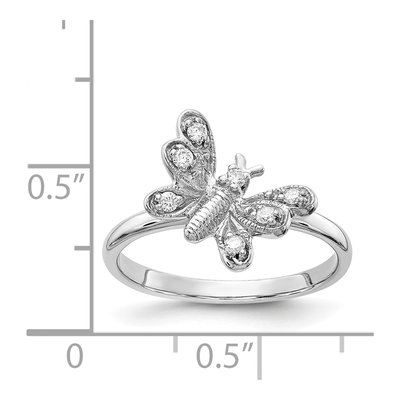14K White Gold 1/10 ct tw Diamond Butterfly Ring – view 3