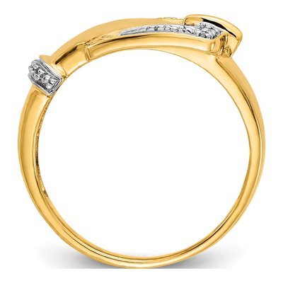 14K Yellow Gold Diamond Buckle Ring – view 2
