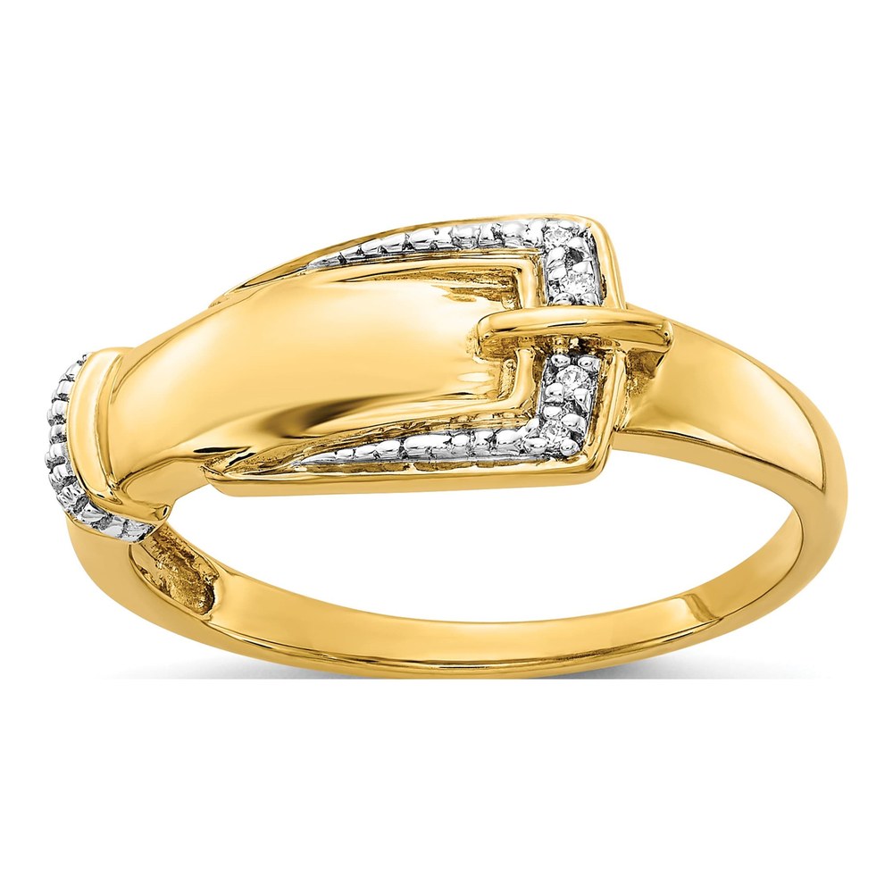 14K Yellow Gold Diamond Buckle Ring