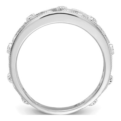 14K White Gold 1/20 ct tw Diamond Flower Vine Ring – view 2