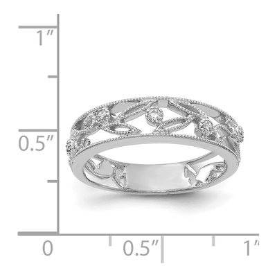 14K White Gold 1/20 ct tw Diamond Flower Vine Ring – view 3