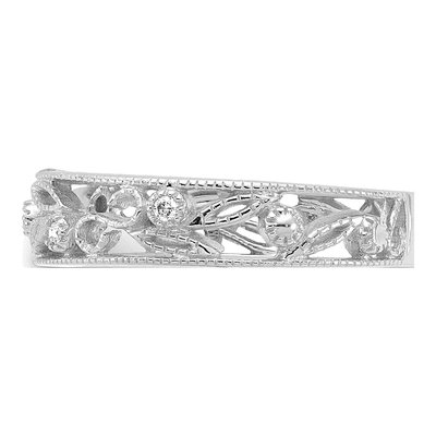 14K White Gold 1/20 ct tw Diamond Flower Vine Ring – view 4