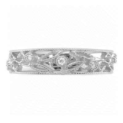 14K White Gold 1/20 ct tw Diamond Flower Vine Ring – view 5