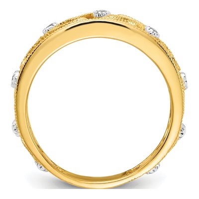 14K Yellow Gold 1/20 ct tw Diamond Flower Vine Ring – view 2