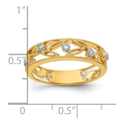 14K Yellow Gold 1/20 ct tw Diamond Flower Vine Ring – view 4
