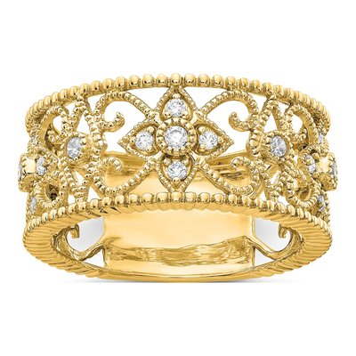 14K Yellow Gold 1/4 ct tw Lab-Grown Diamond Fashion Ring