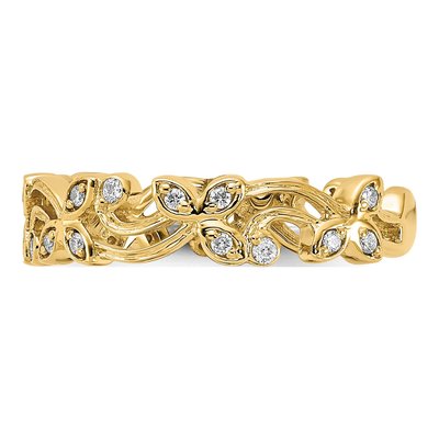 14K Yellow Gold 1/5 ct tw Diamond Floral Ring – view 3