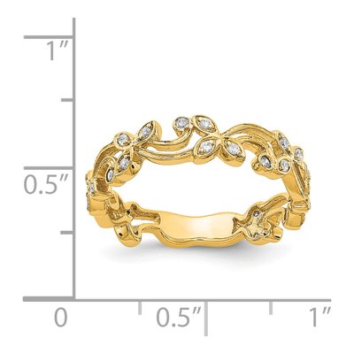 14K Yellow Gold 1/5 ct tw Diamond Floral Ring – view 4