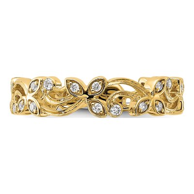 14K Yellow Gold 1/5 ct tw Diamond Floral Ring – view 5