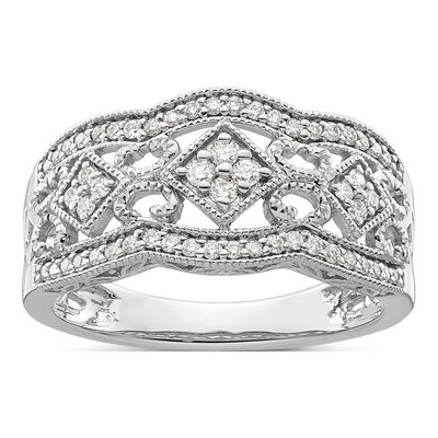 14K White Gold 1/4 ct tw Diamond Vintage Ring