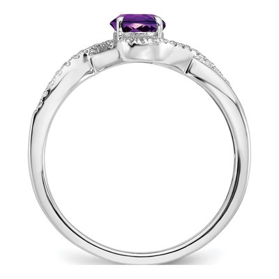 14K White Gold 1/10 ct tw Amethyst & Diamond Oval Twist Ring – view 2