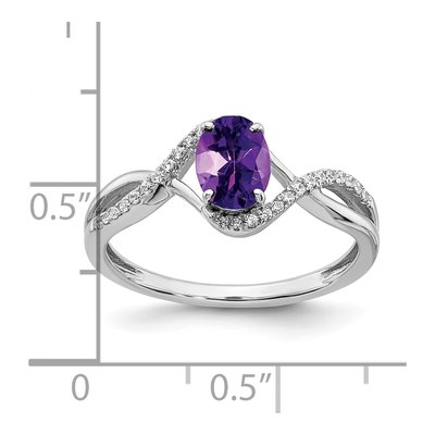 14K White Gold 1/10 ct tw Amethyst & Diamond Oval Twist Ring – view 3