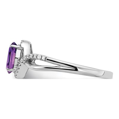 14K White Gold 1/10 ct tw Amethyst & Diamond Oval Twist Ring – view 4