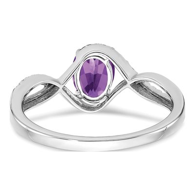14K White Gold 1/10 ct tw Amethyst & Diamond Oval Twist Ring – view 6
