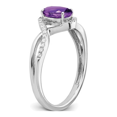 14K White Gold 1/10 ct tw Amethyst & Diamond Oval Twist Ring – view 7